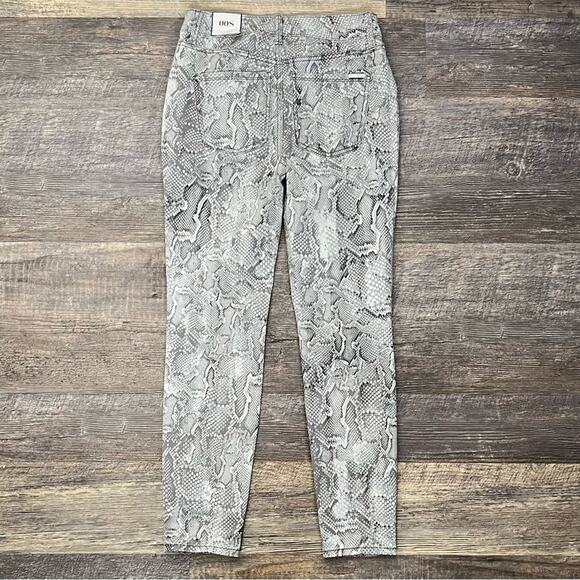 NWT White House gray snake reptile print high-rise skinny ankle jeans sz 00 B110 - Picture 6 of 6